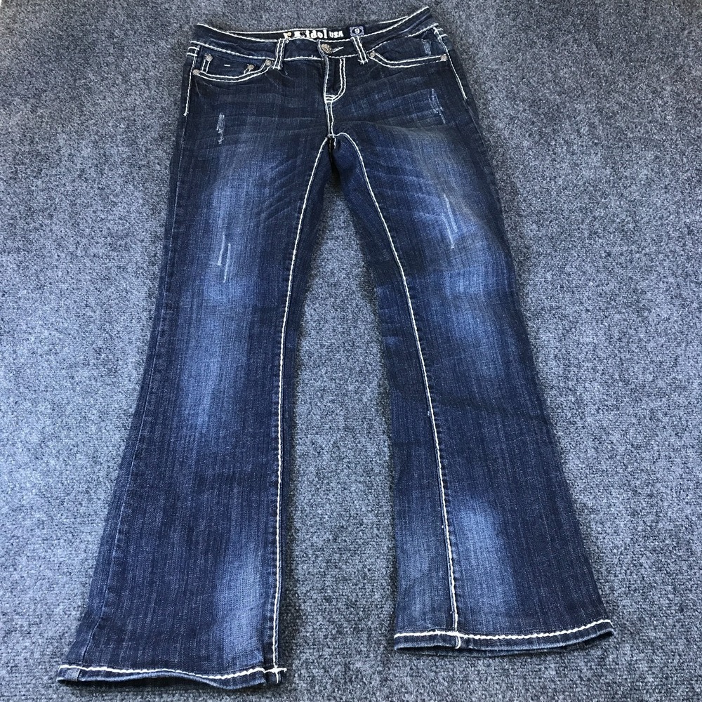 L.A. Idol Bootcut Jeans Women 30x30 Blue Denim Thick Stitch Stretch Y2k Low Rise